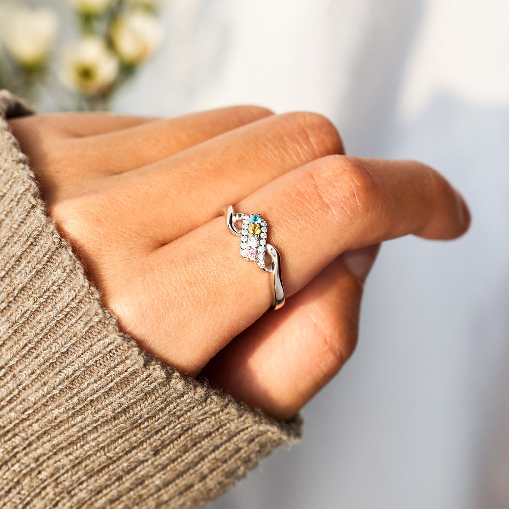 1-6 Birthstones Swirl Ring