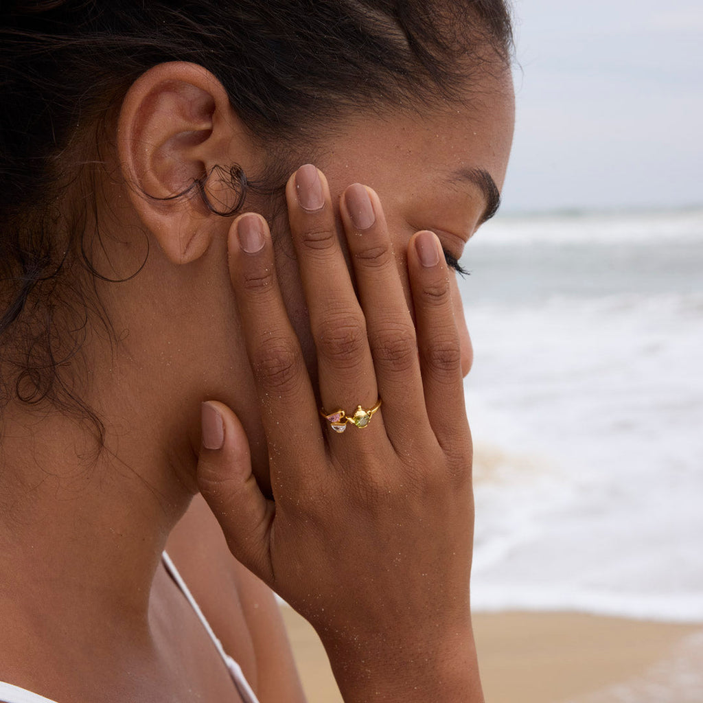 Mama’s Love Teapot & 1–6 Teacups Birthstone Ring