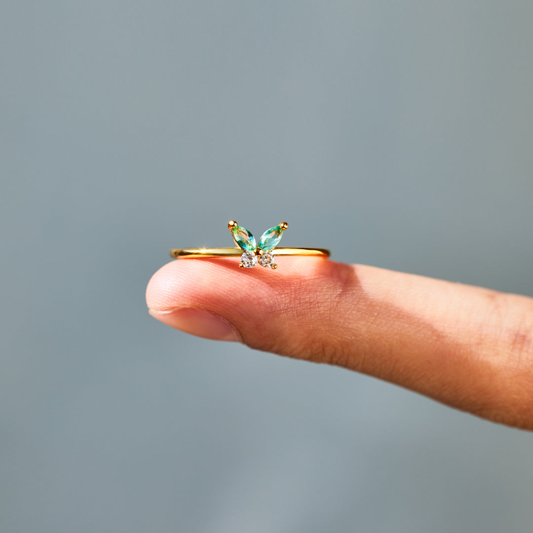 Emerald Butterfly Ring