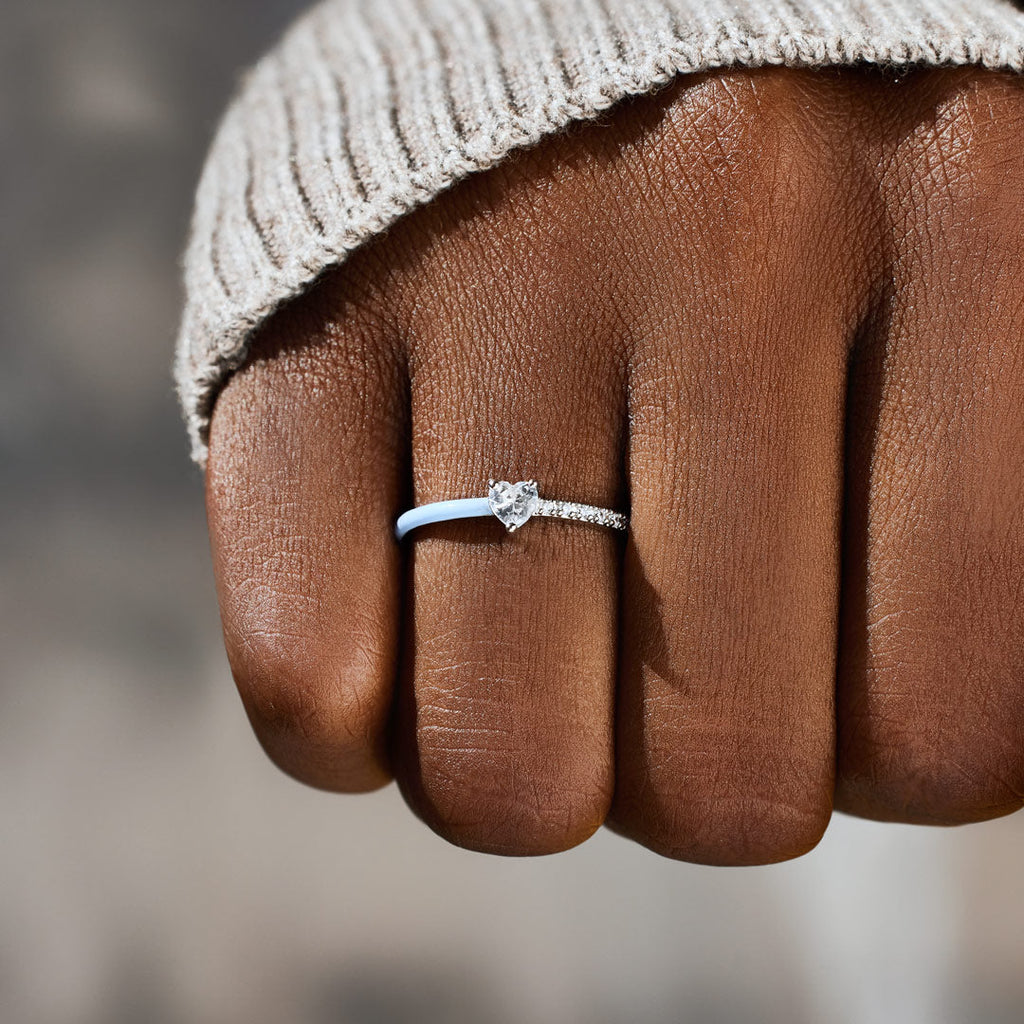 Sisters By Soul Matching Half Enamel Heart-Cut Rings