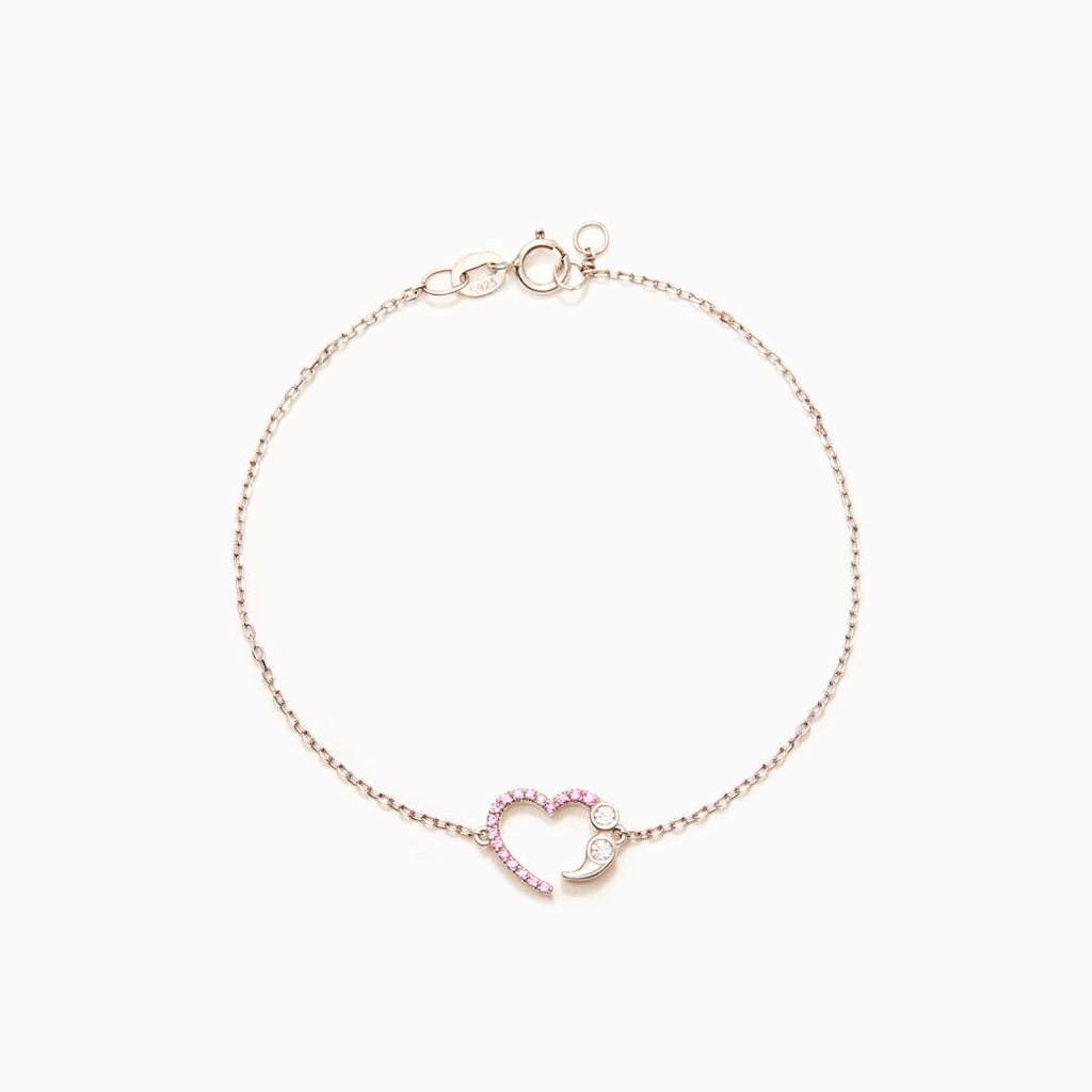 And So She Goes On Heart Semicolon Bracelet