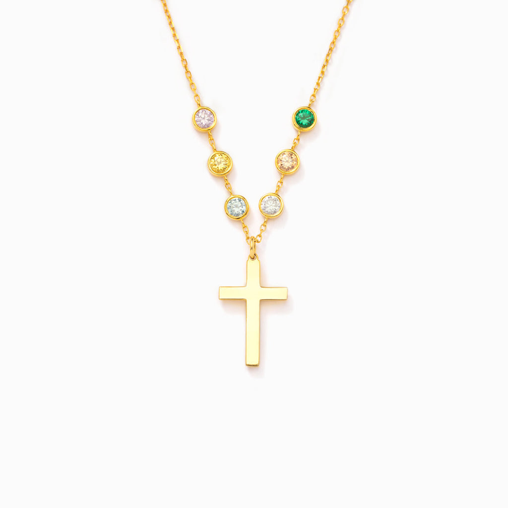 1-6 Birthstone Cross Necklace