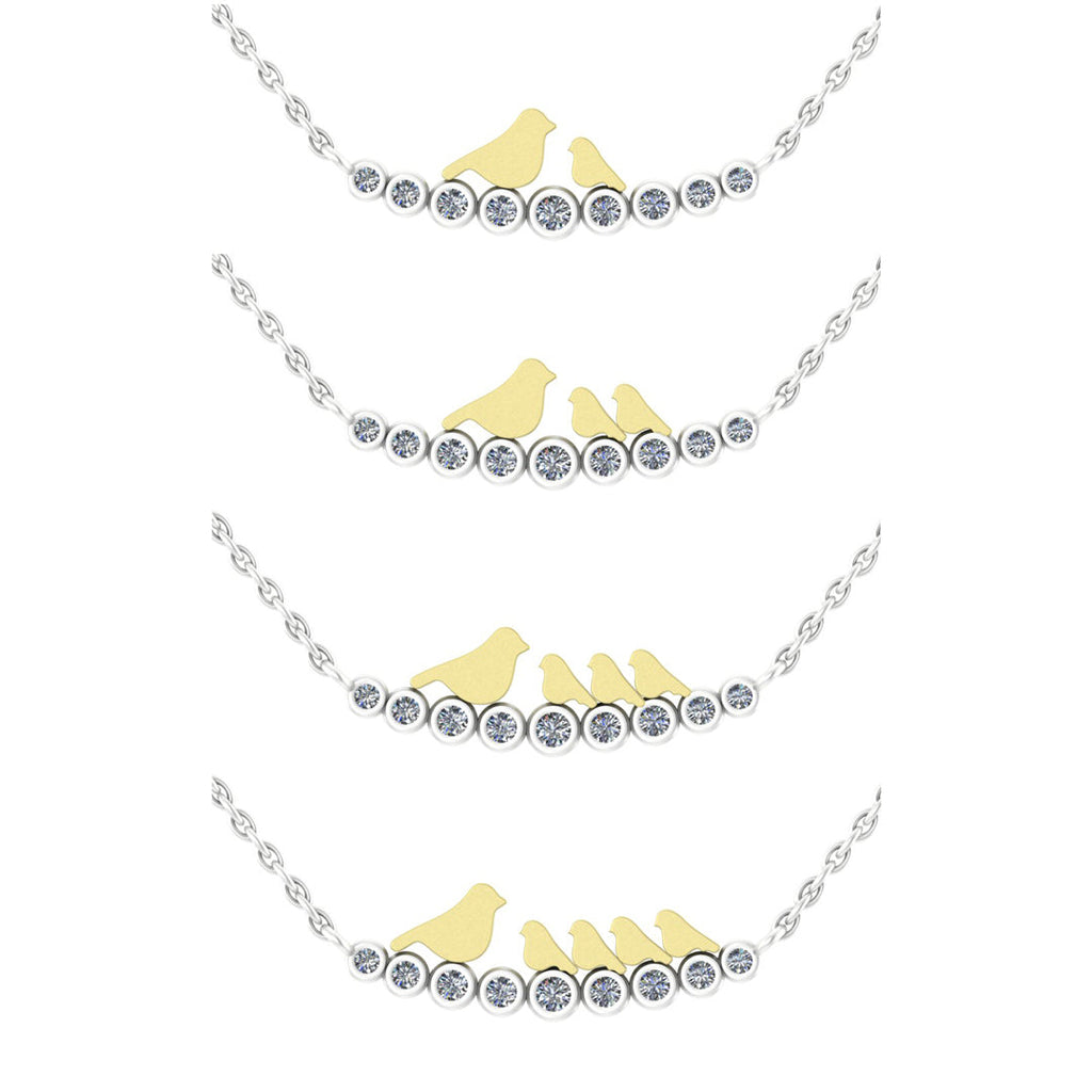 For Mom Custom Pavé Branch Bird Necklace