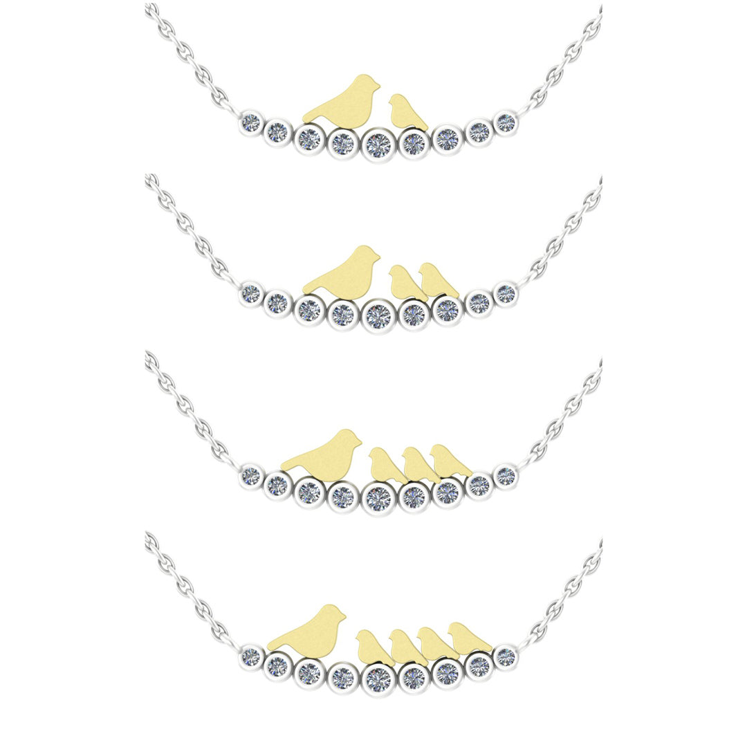 For Mom Custom Pavé Branch Bird Necklace