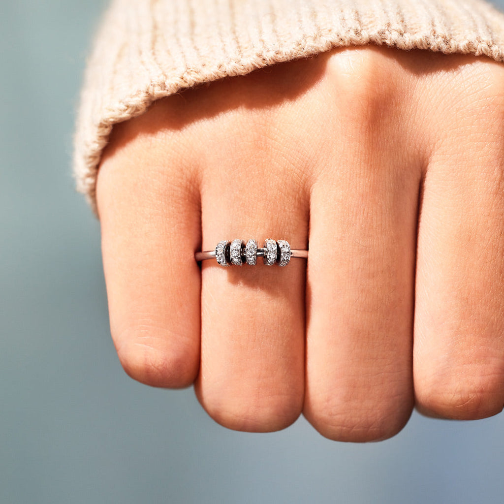 Sterling Silver Spinner Fidget Ring, Anxiety Ring For Women