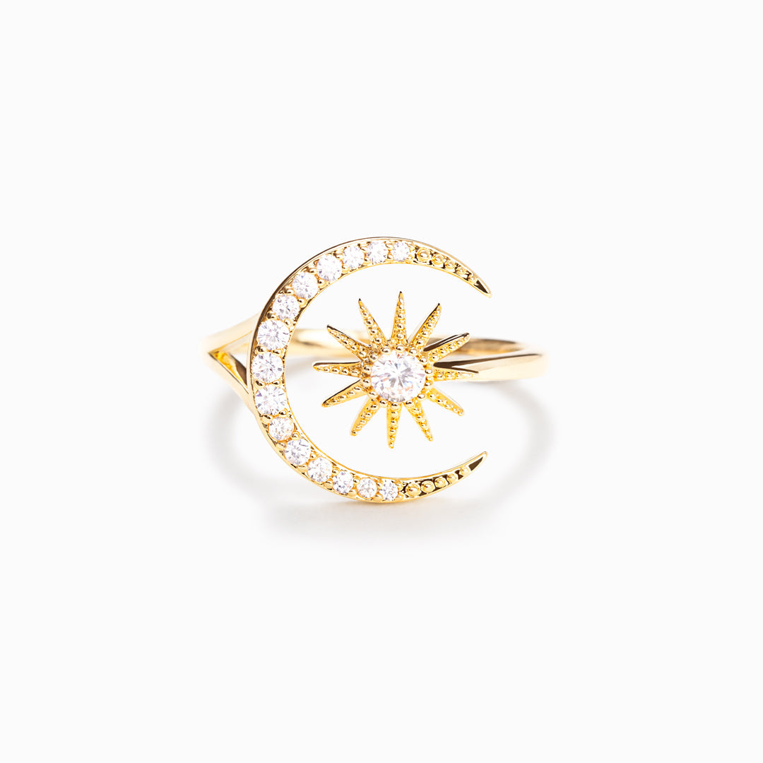 Crescent Moon and Star Ring