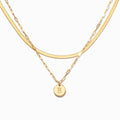 Initial Disk Layered Necklace Set