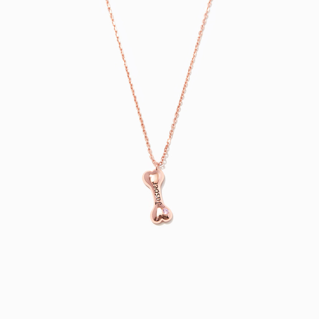Custom 1-5 Bones Necklace With Engraving&Birthstones