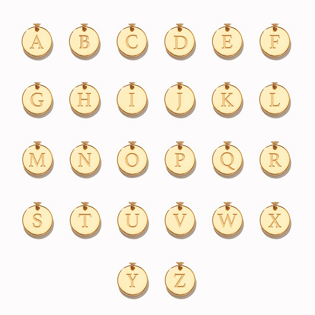 Initial Disk Layered Necklace Set