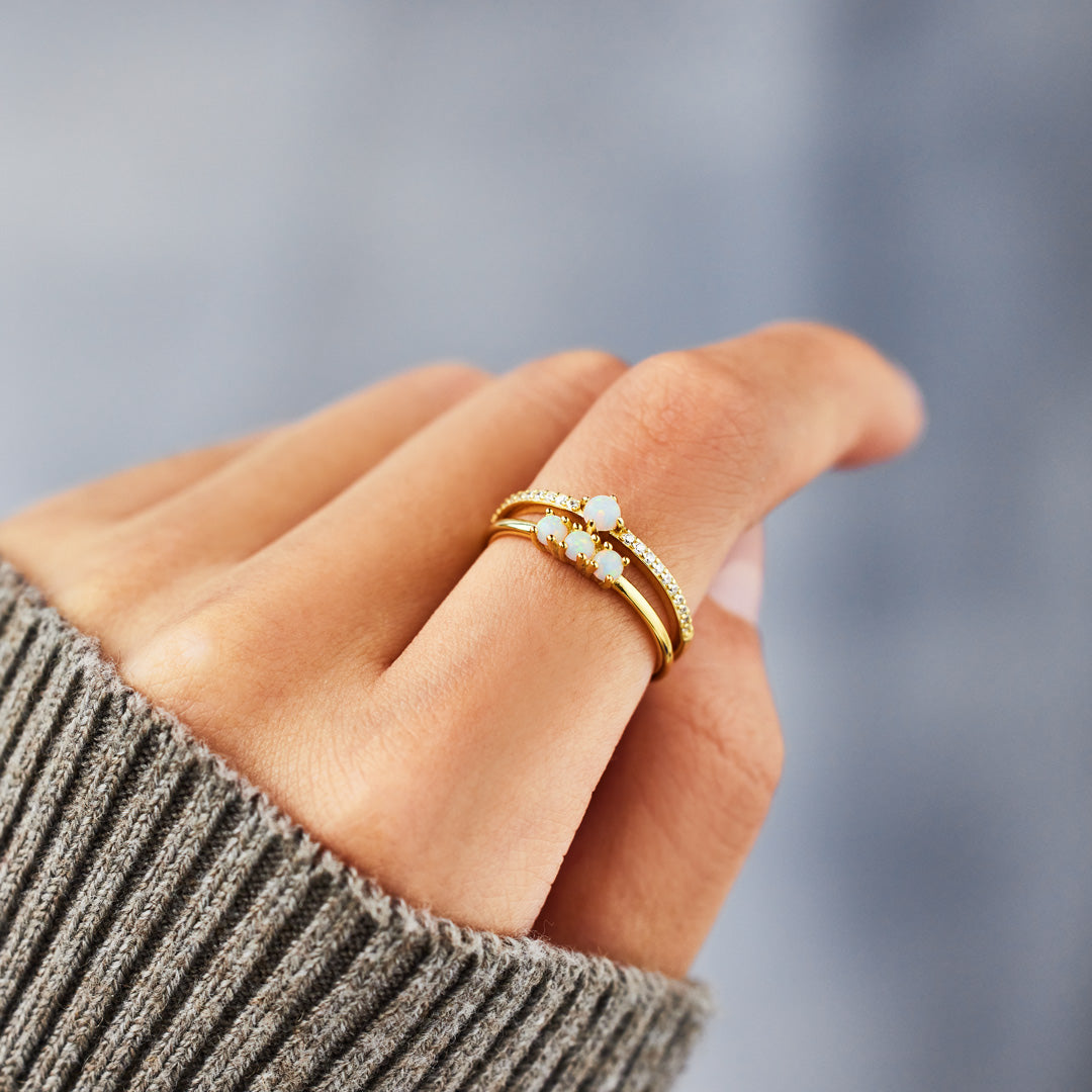 Love Yourself Multiple Opal Stones Ring Set