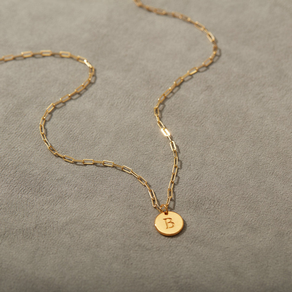 Initial Disk Layered Necklace Set
