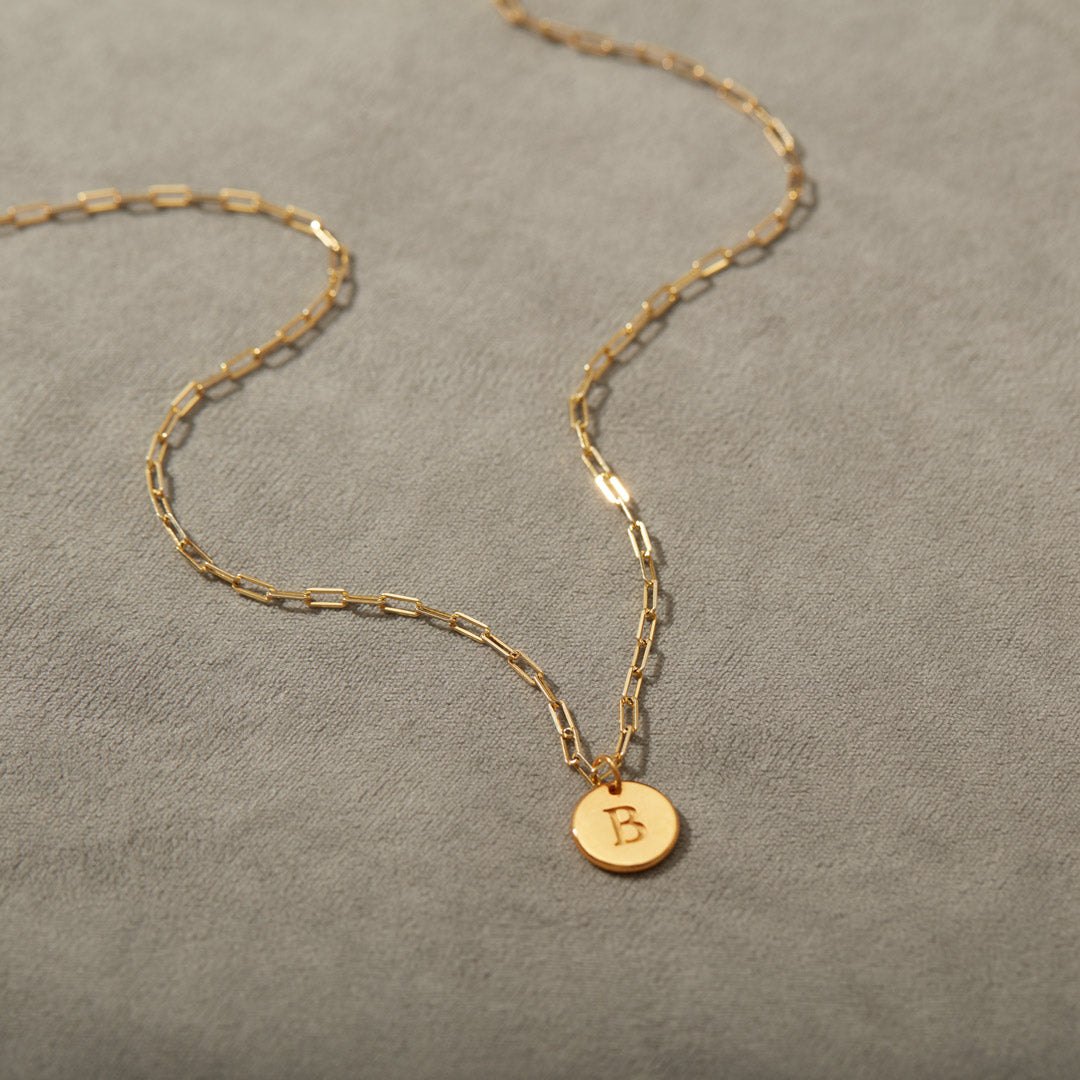 Initial Disk Layered Necklace Set