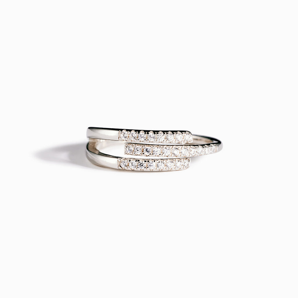 Our Paths Have Met For A Reason Triple Parallel Pavé Ring
