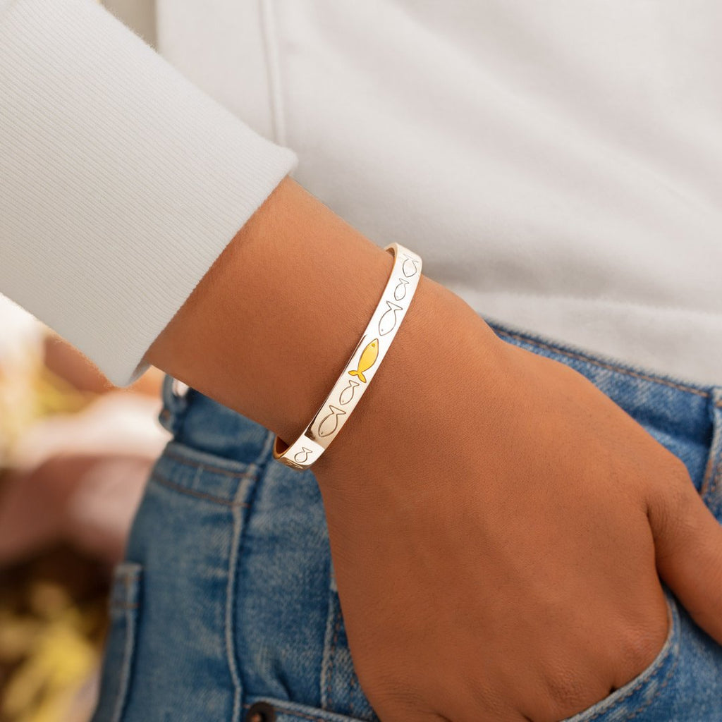 Swimming Against The Current Fish Bangle