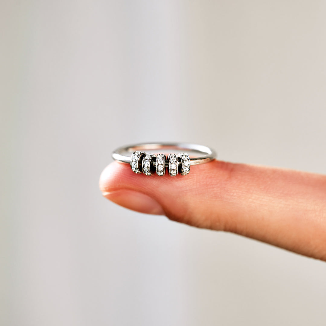 Sterling Silver Spinner Fidget Ring, Anxiety Ring For Women