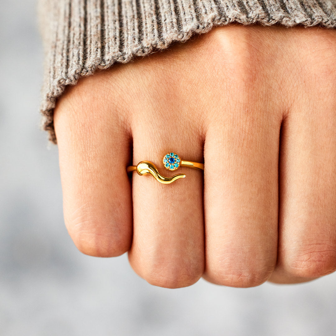 Storyjewellery Evil Eye Ring, Italian Horn Ring