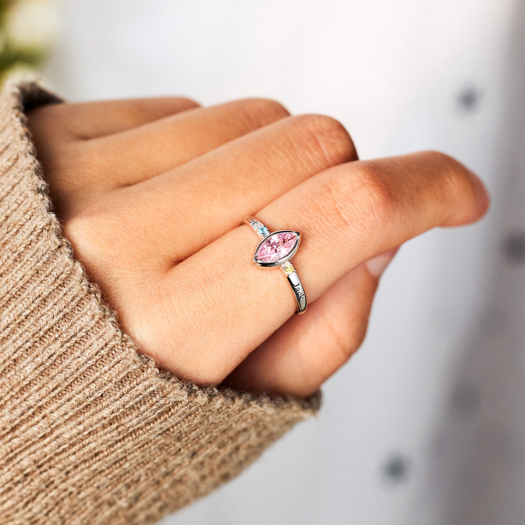 1-8 Names & Birthstones Marquise Ring