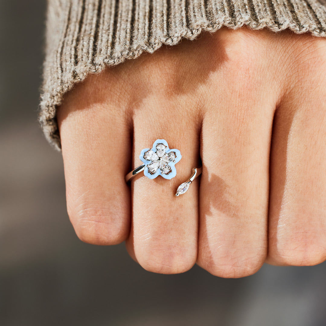 Bloom Slowly Enamel Flower Fidget Ring
