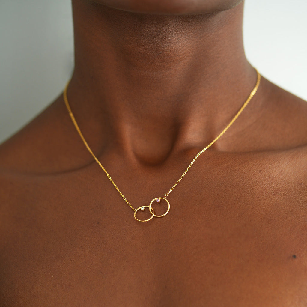 2 Birthstone Interlocking Necklace