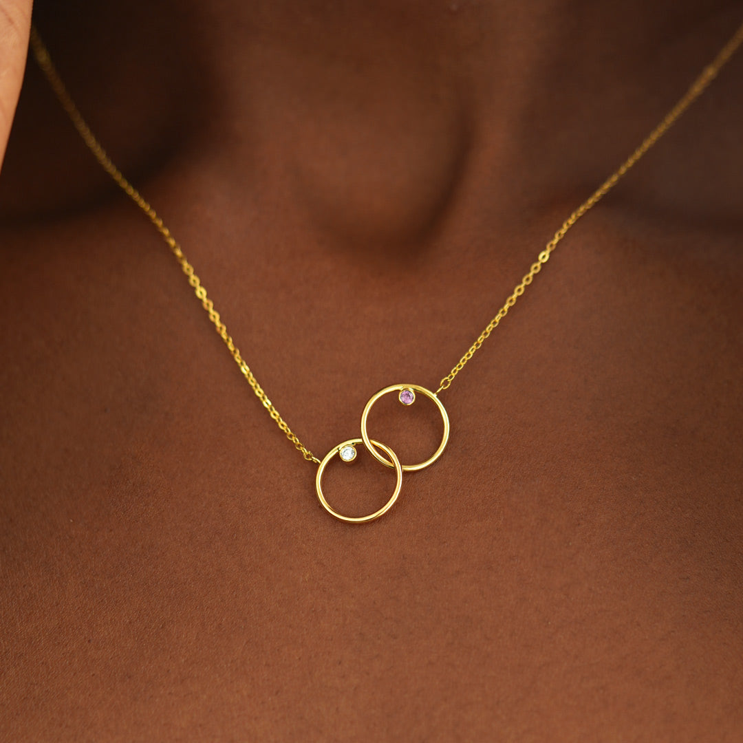 2 Birthstone Interlocking Necklace