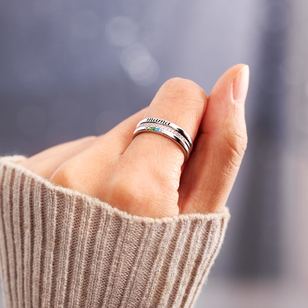 You're Doing Great 1-8 Birthstones Mama Ring
