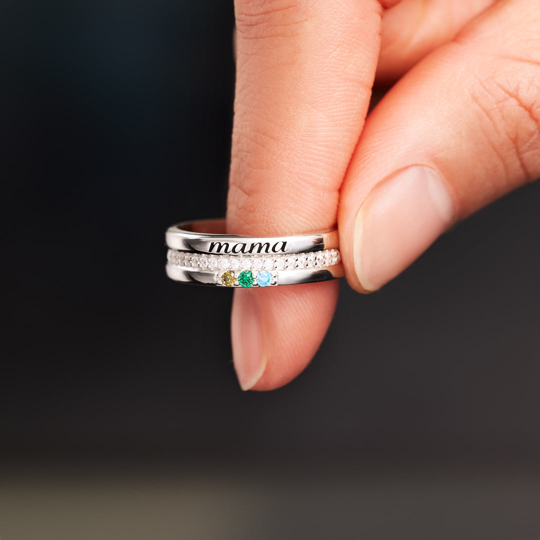 You're Doing Great 1-8 Birthstones Mama Ring