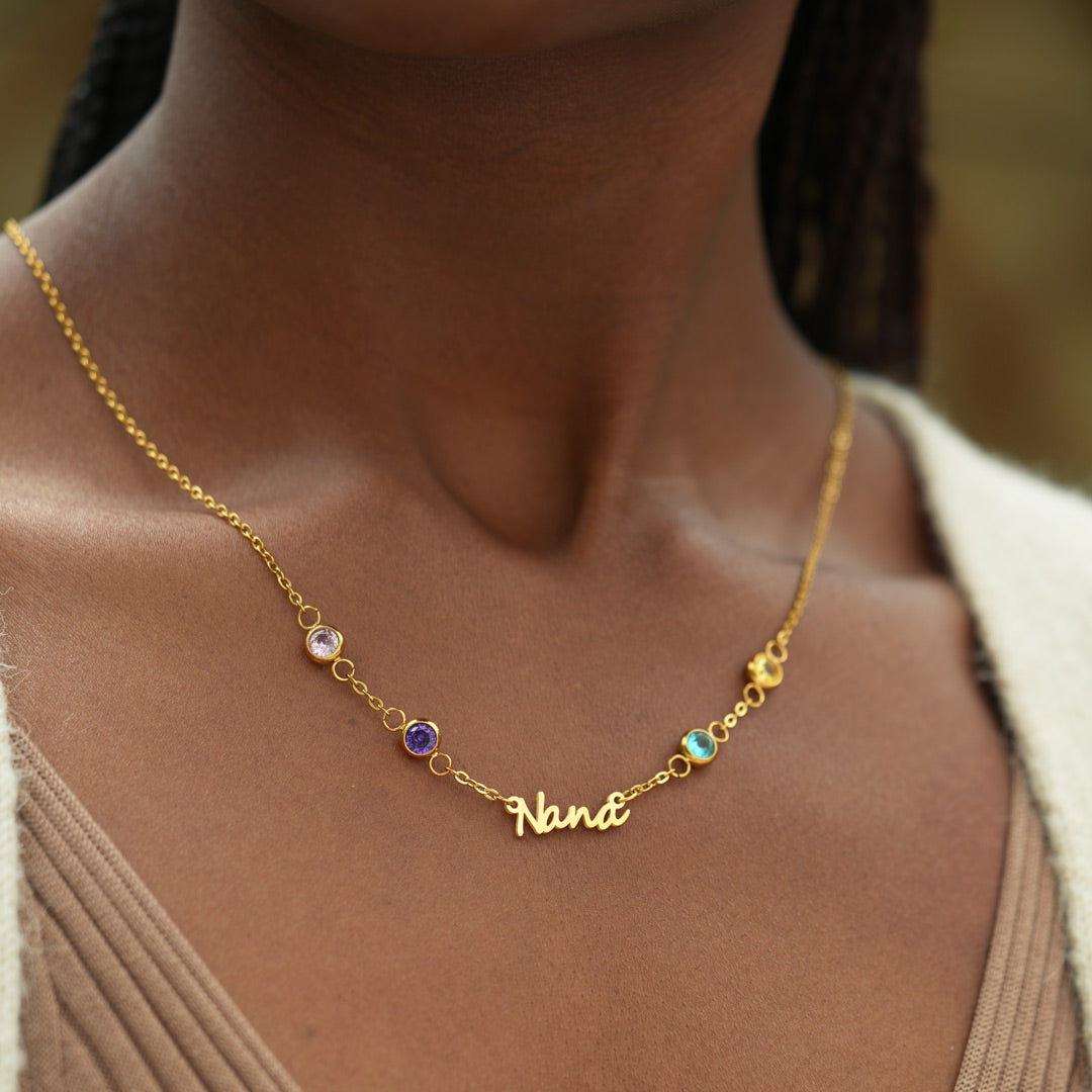 We Changed Your Name 1-8 Birthstones Nana Necklace