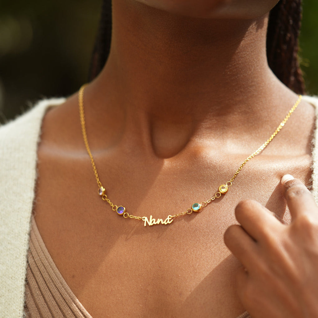 We Changed Your Name 1-8 Birthstones Nana Necklace
