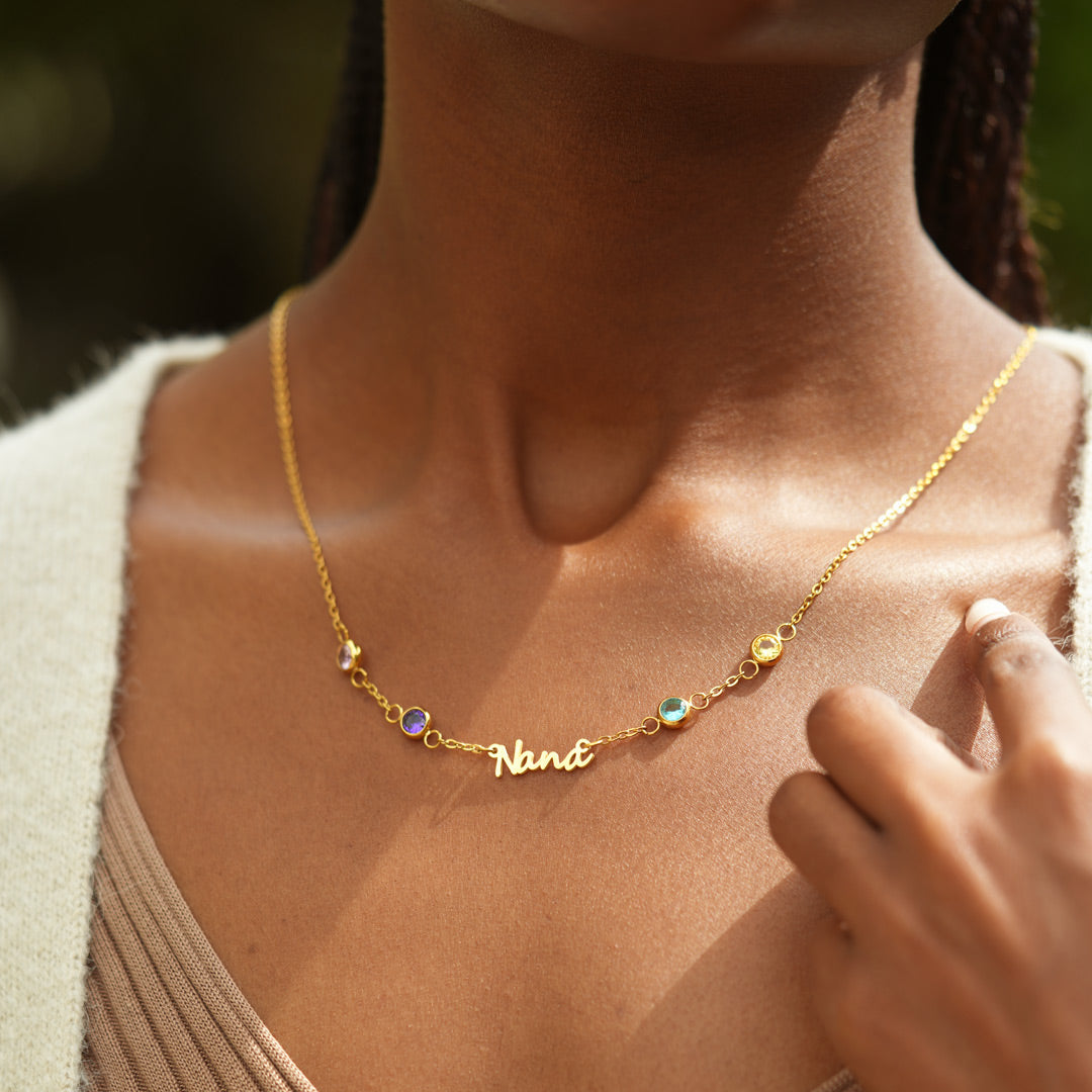 We Changed Your Name 1-8 Birthstones Nana Necklace
