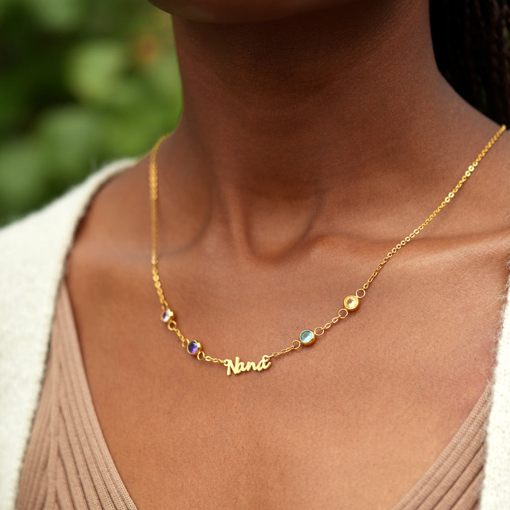 We Changed Your Name 1-8 Birthstones Nana Necklace