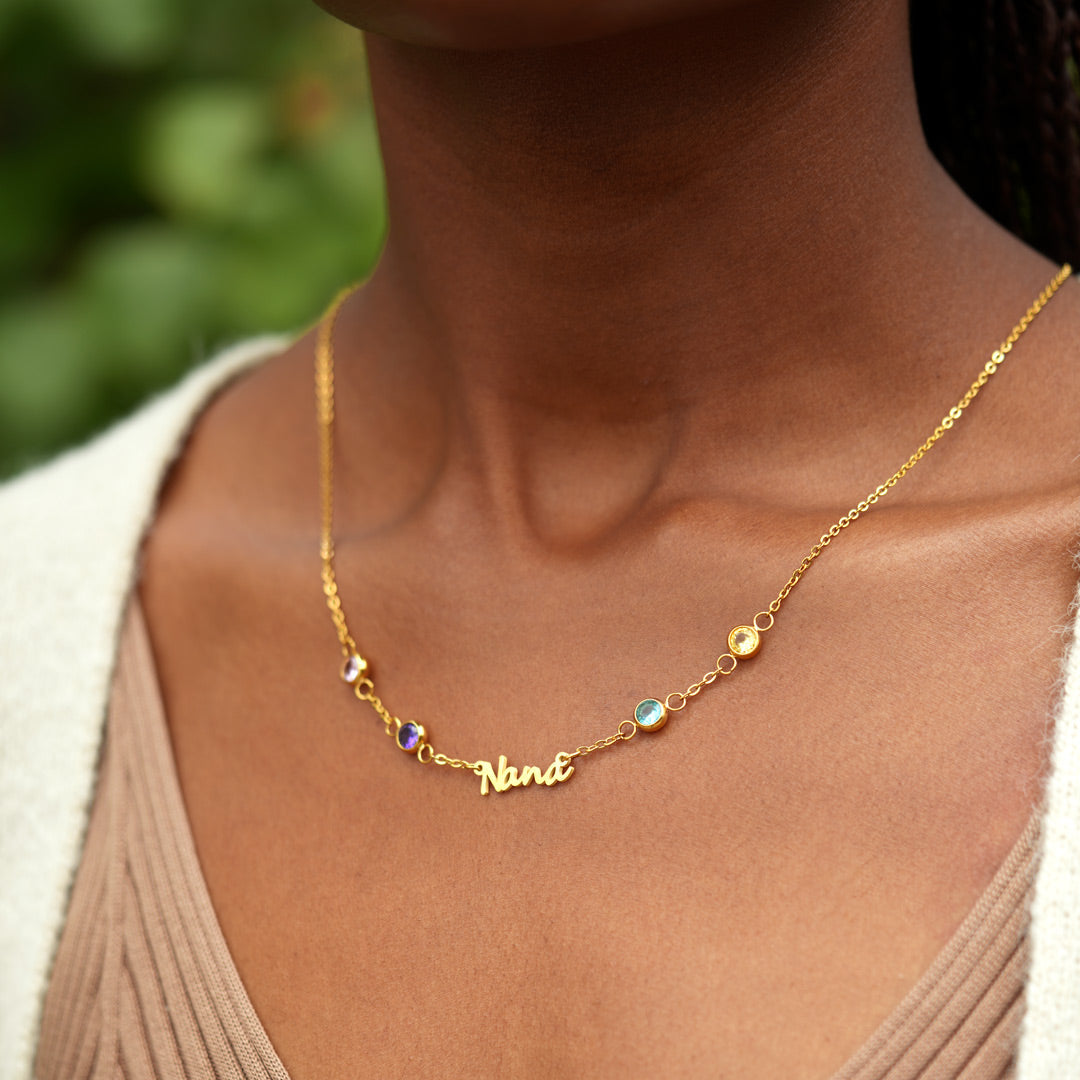 We Changed Your Name 1-8 Birthstones Nana Necklace