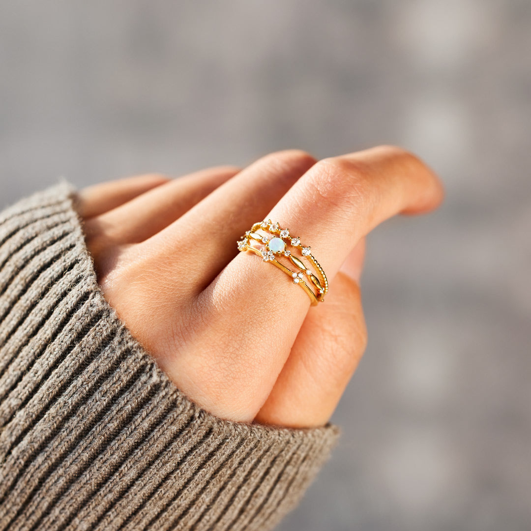 Love Yourself Round Opal Ring Set