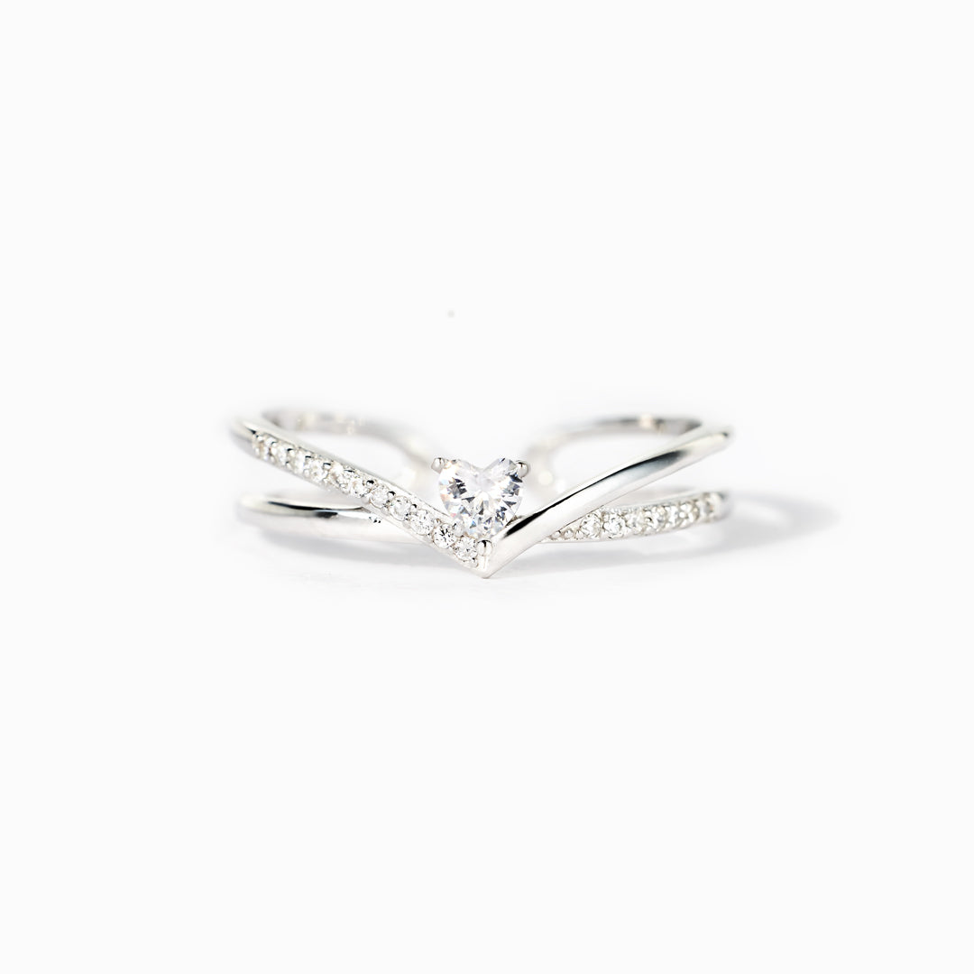 Always Be Home V Heart Ring