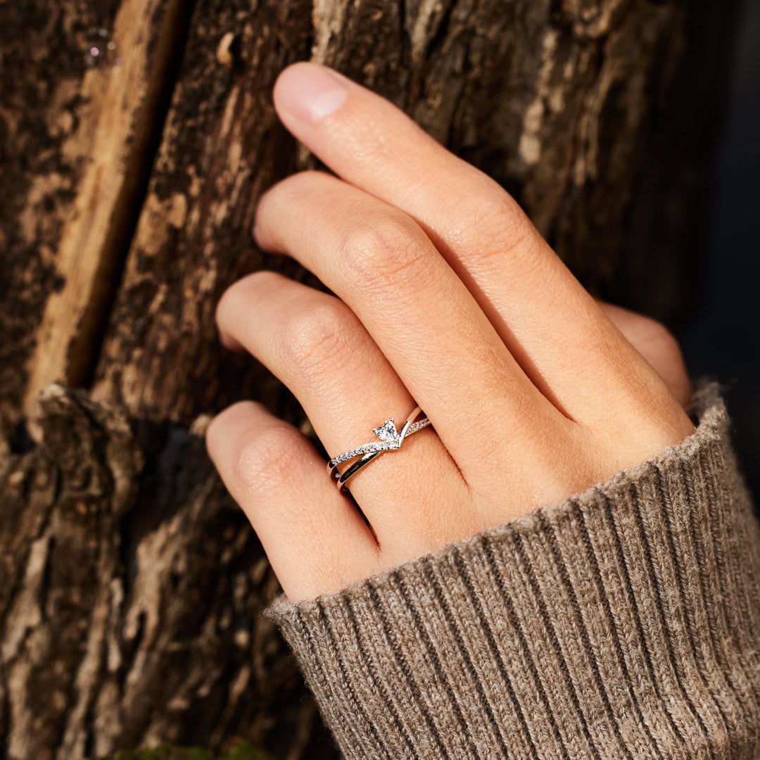 Always Be Home V Heart Ring