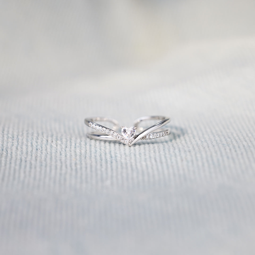 Always Be Home V Heart Ring