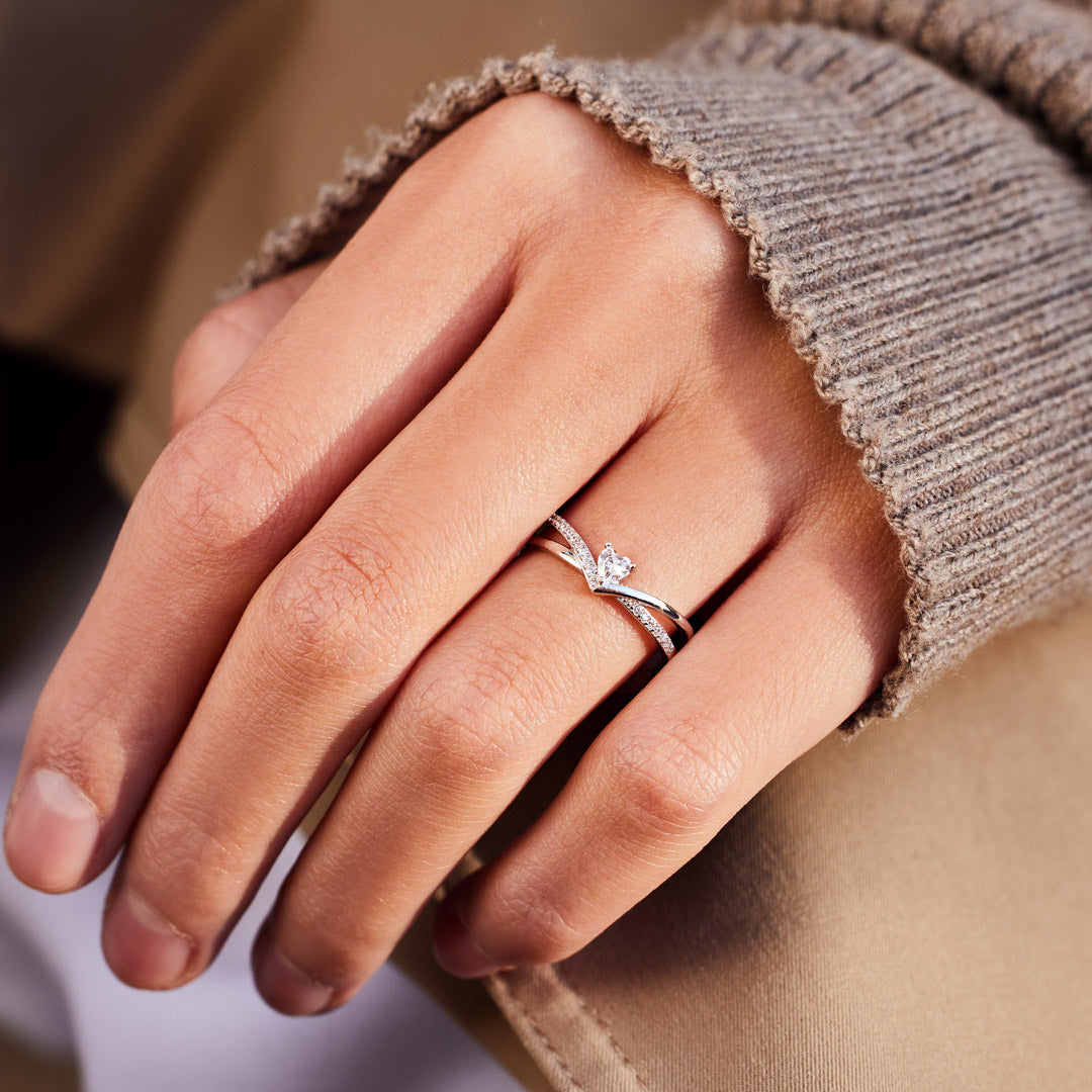 Always Be Home V Heart Ring