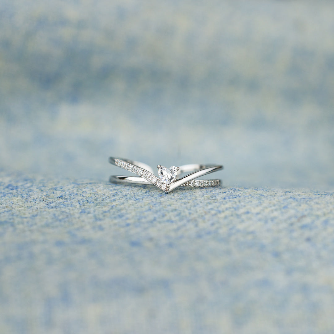 Always Be Home V Heart Ring