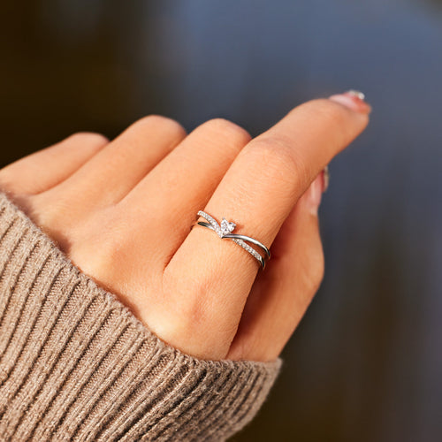 Always Be Home V Heart Ring