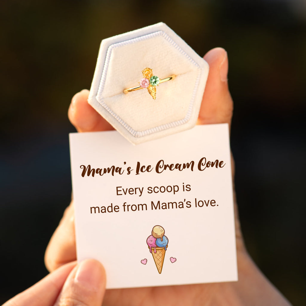 Mama’s Ice Cream Cone Birthstones Ring