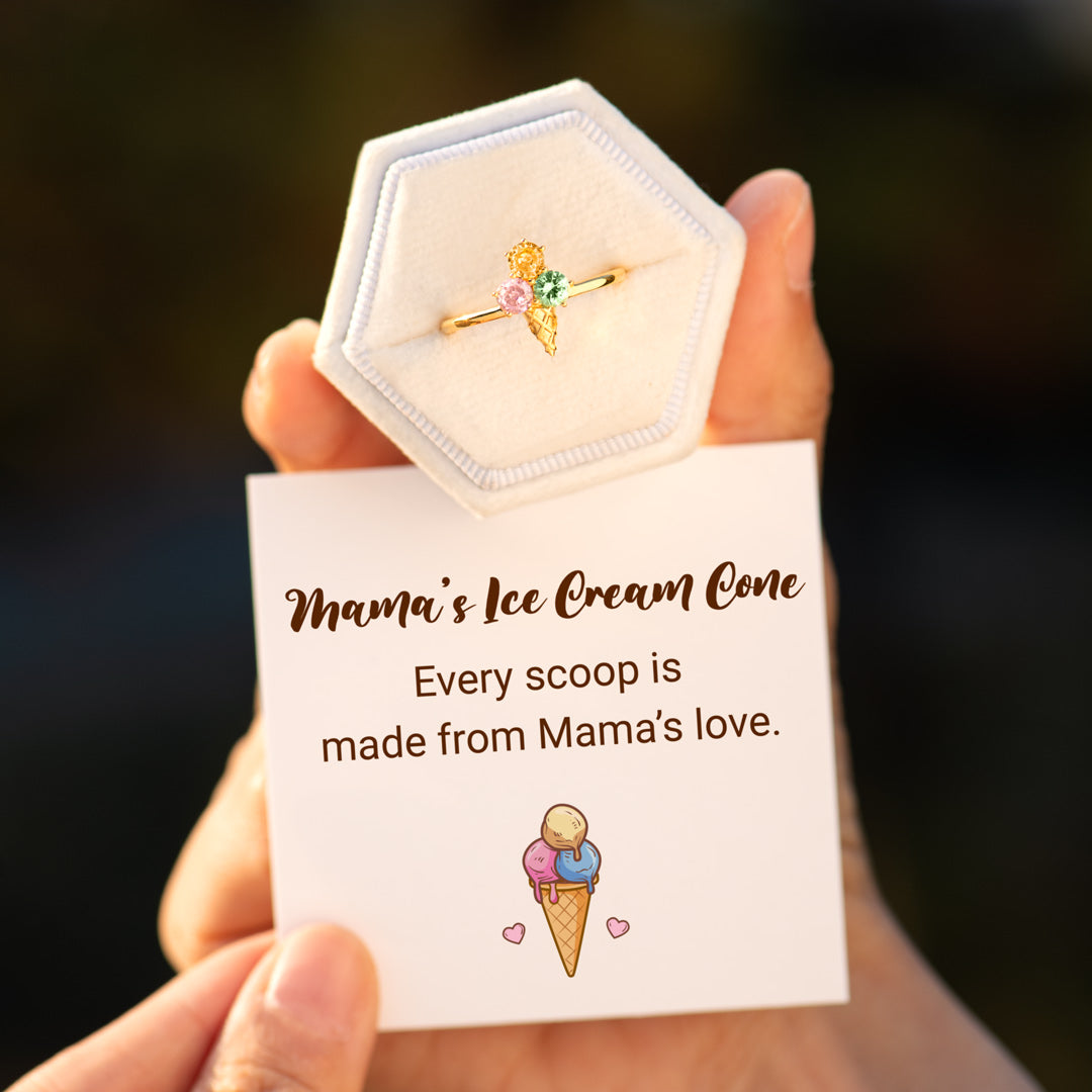 Mama’s Ice Cream Cone Birthstones Ring
