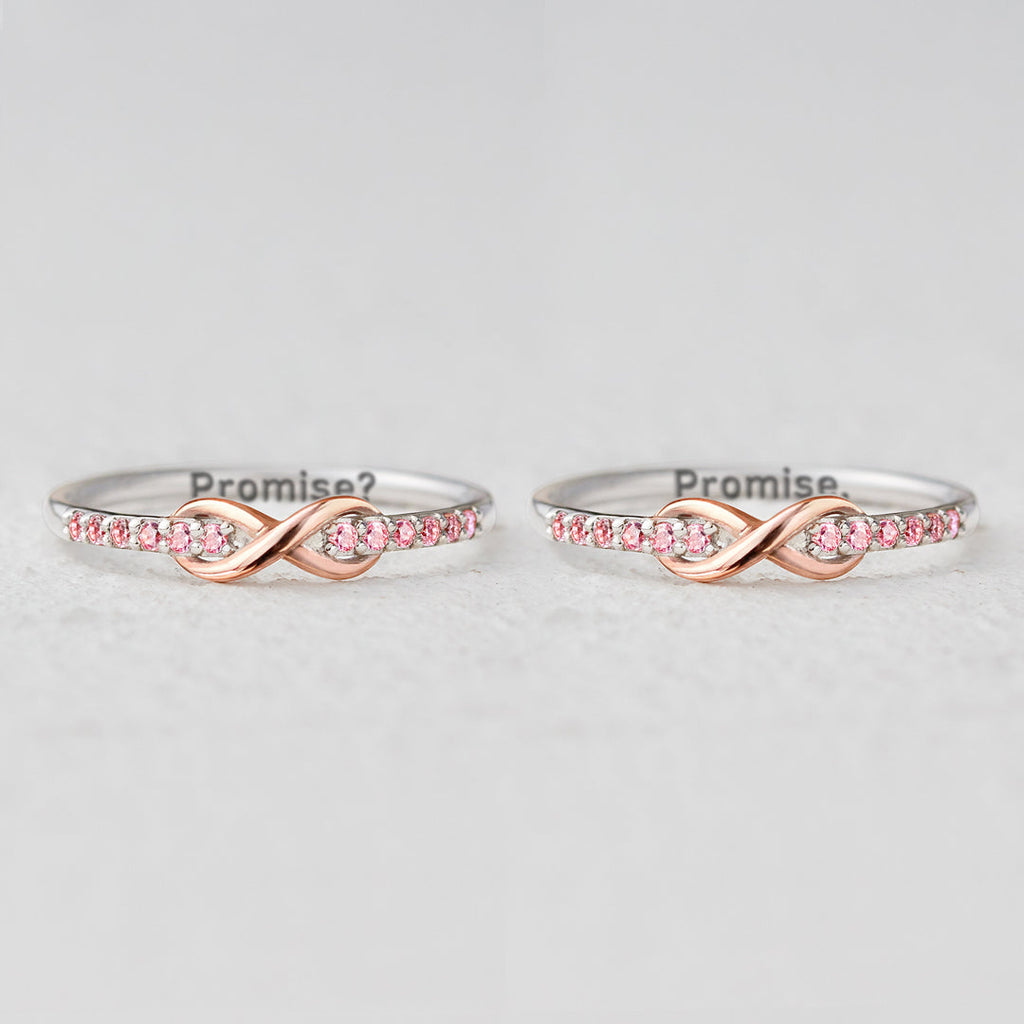 Best Bi♥ches Forever Pinky Promise Matching Infinity Band Ring Set