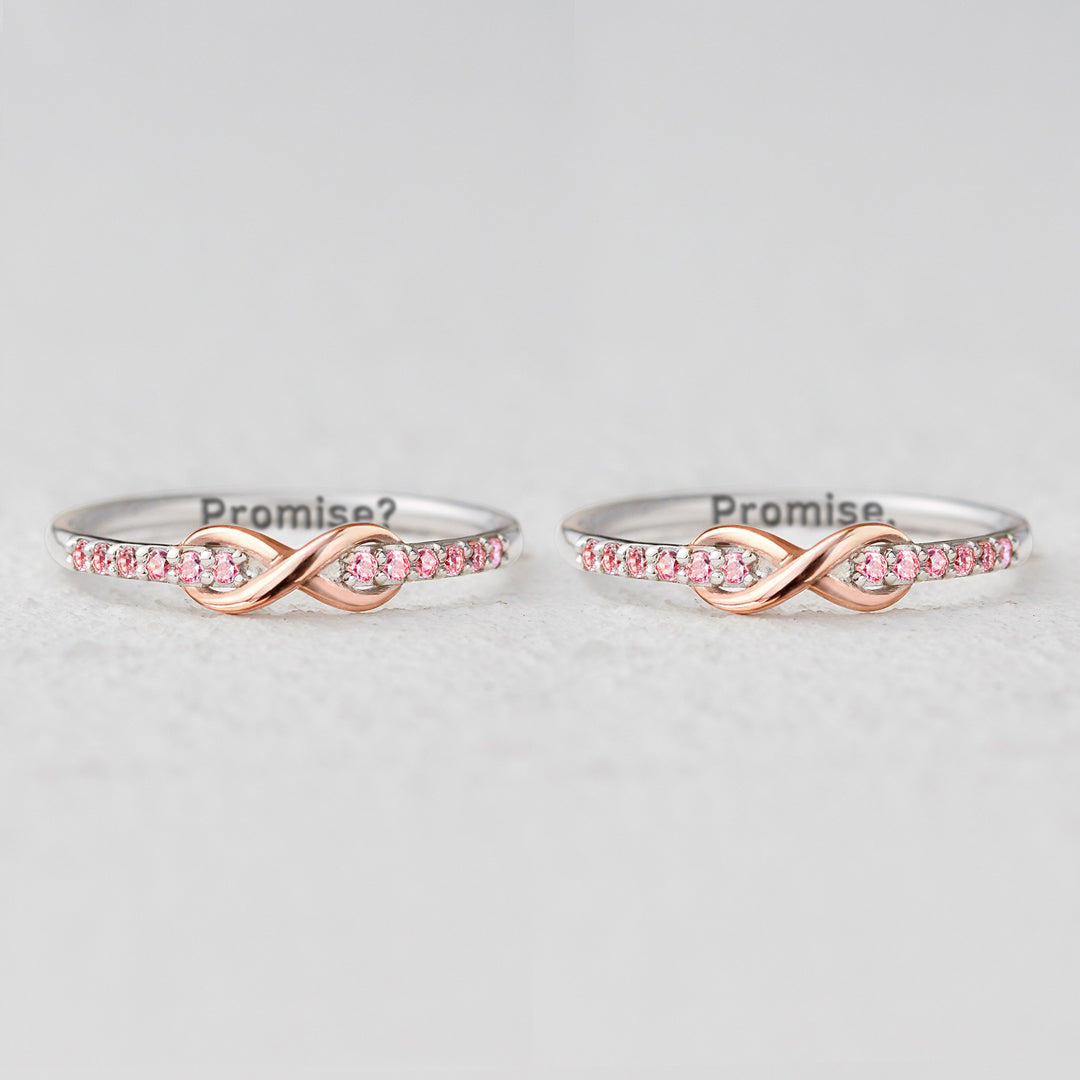 Best Bi♥ches Forever Pinky Promise Matching Infinity Band Ring Set