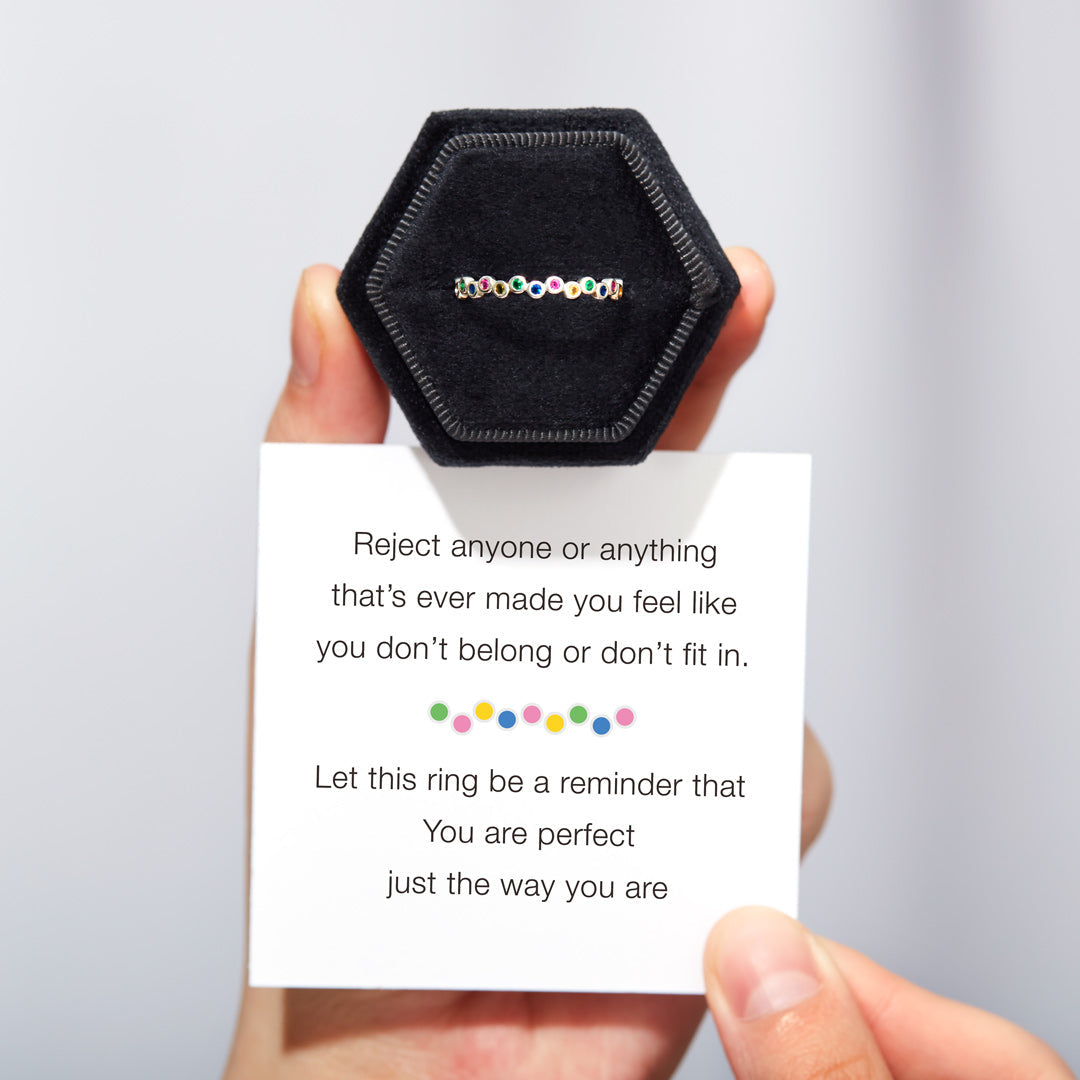 You Are Perfect Rainbow Stones Ring Band