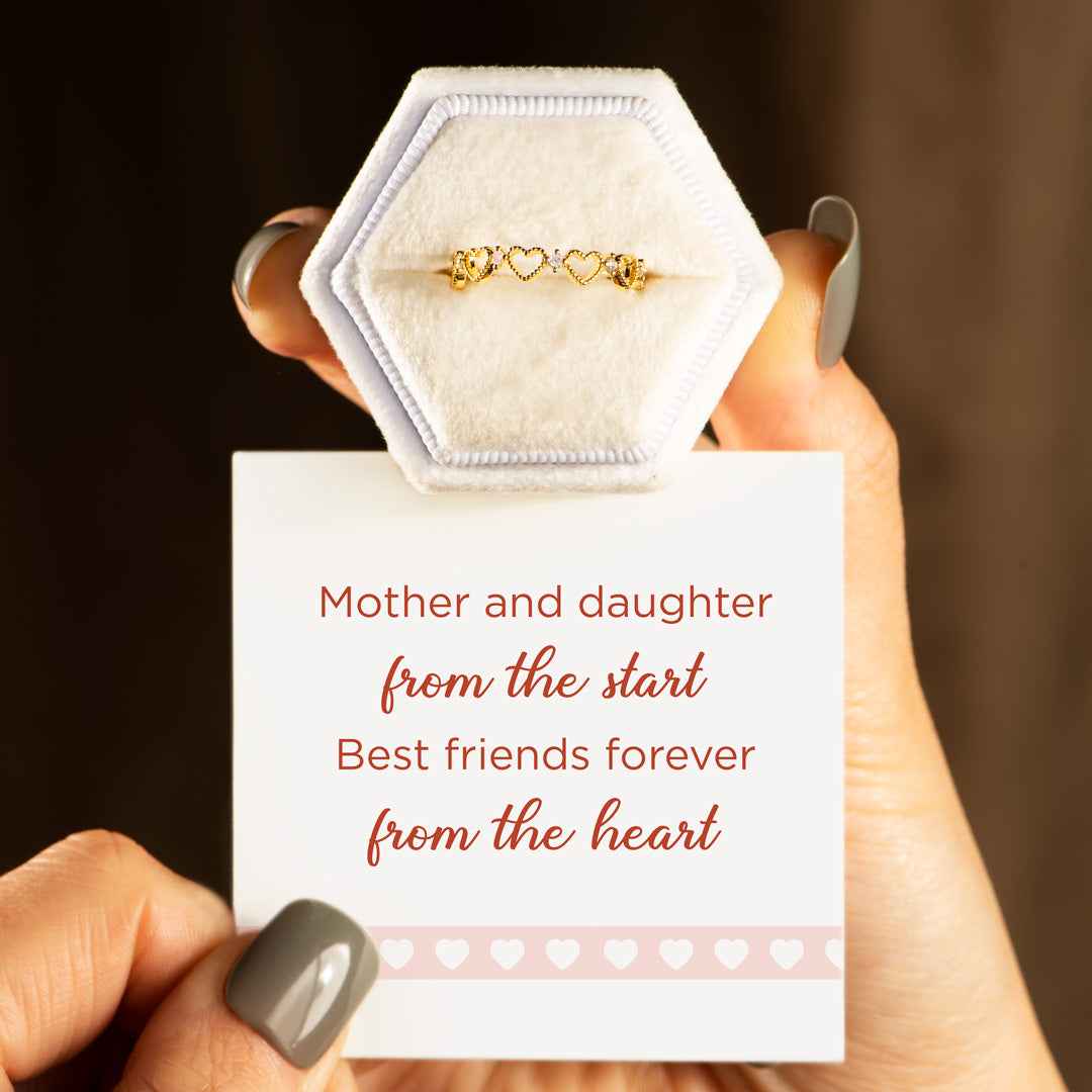 Mother & Daughter Open Hearts Ring