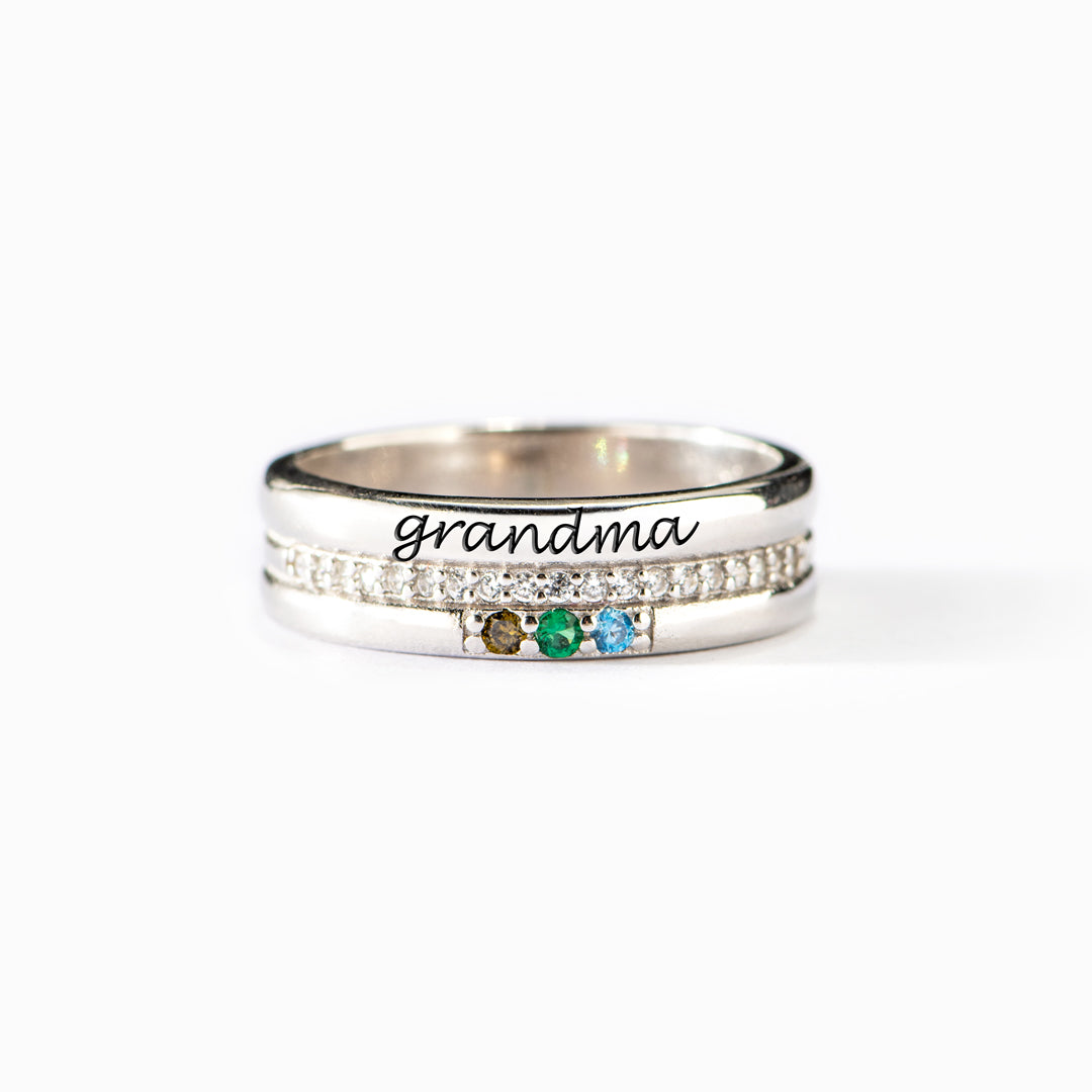 Personalized 1-8 Birthstones Grandma Ring