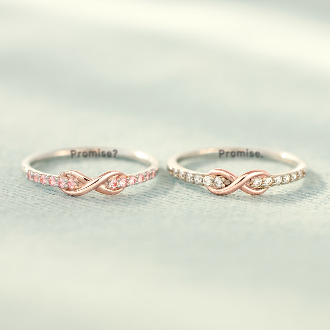 Best Bi♥ches Forever Pinky Promise Matching Infinity Band Ring Set