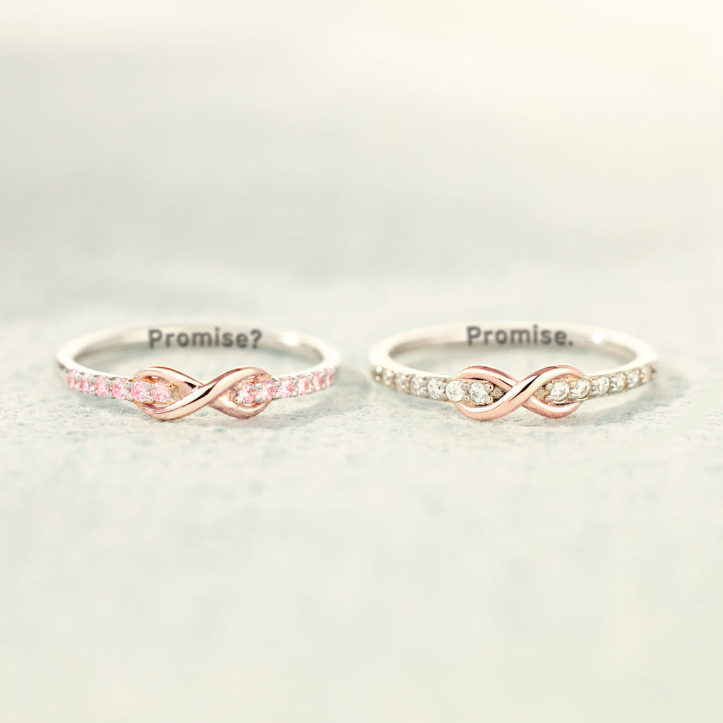 Best Bi♥ches Forever Pinky Promise Matching Infinity Band Ring Set