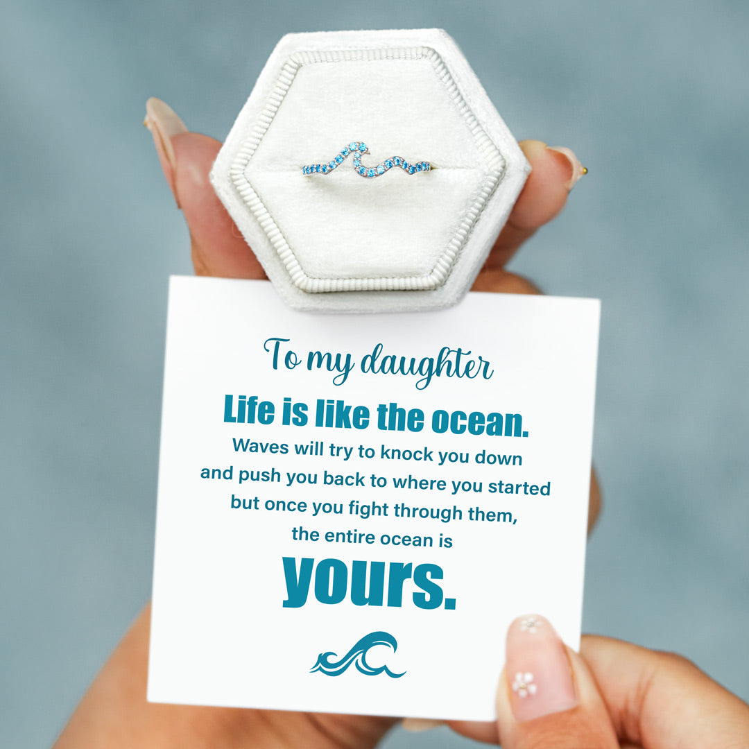 Life Is Like The Ocean Pavé Wave Ring