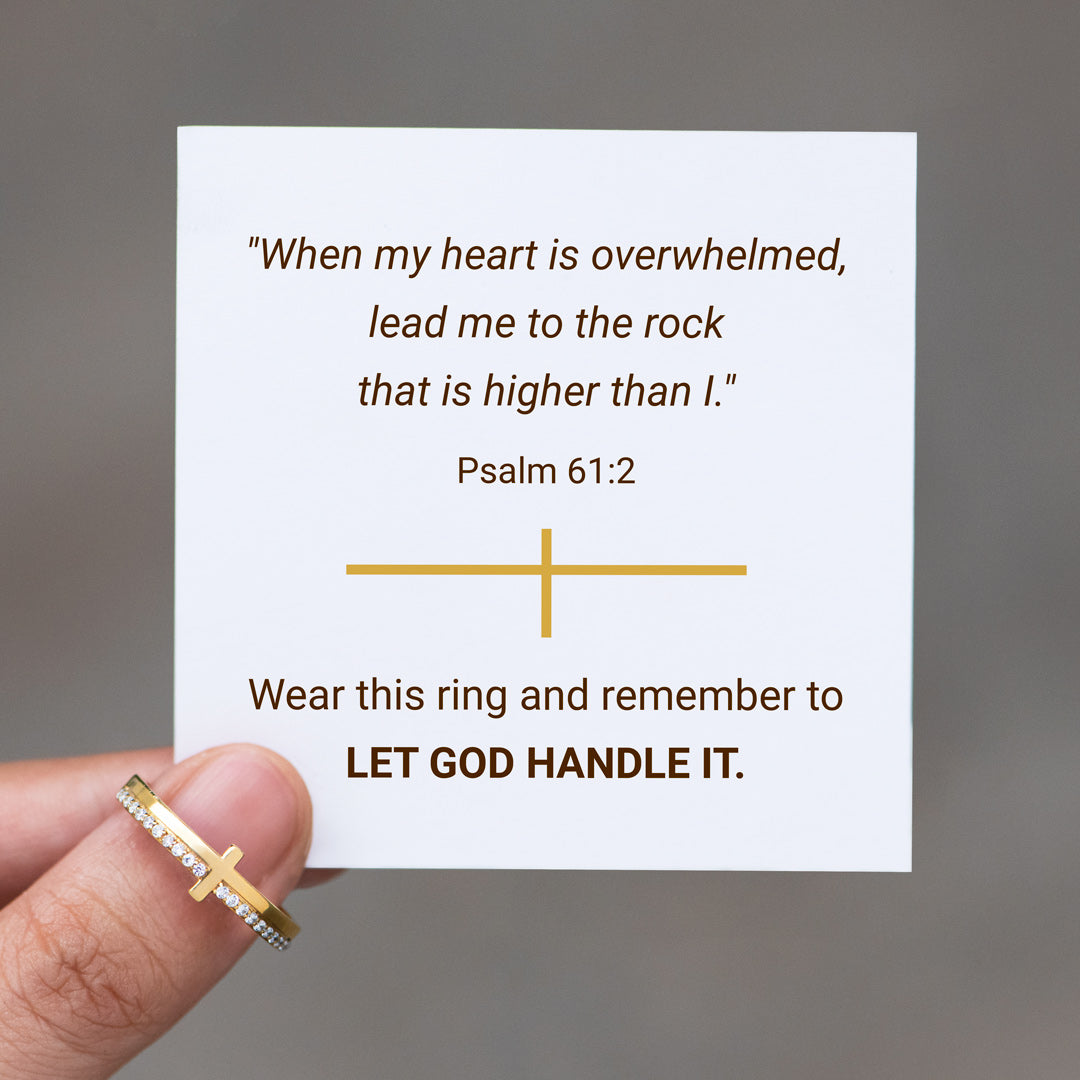 Christian Gifts-Psalm 61:2 Golden Cross Ring, Gifts For Women